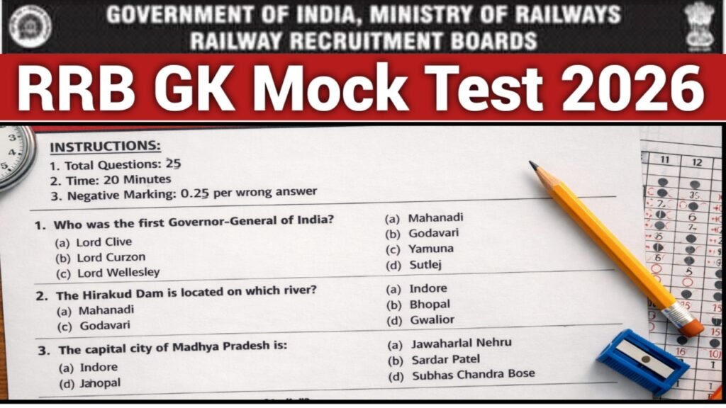 RRB GK Mock Test 2026 Useful for Group D, NTPC, ALP, NTPC & Others
